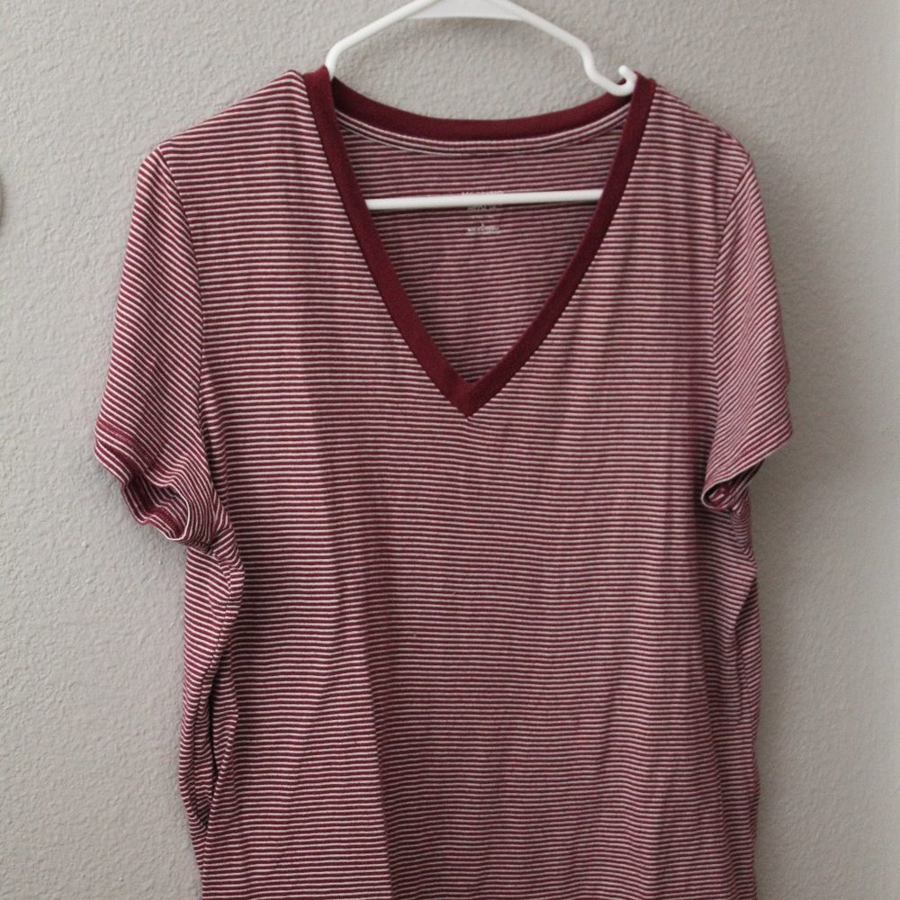 Red and White Striped Tee